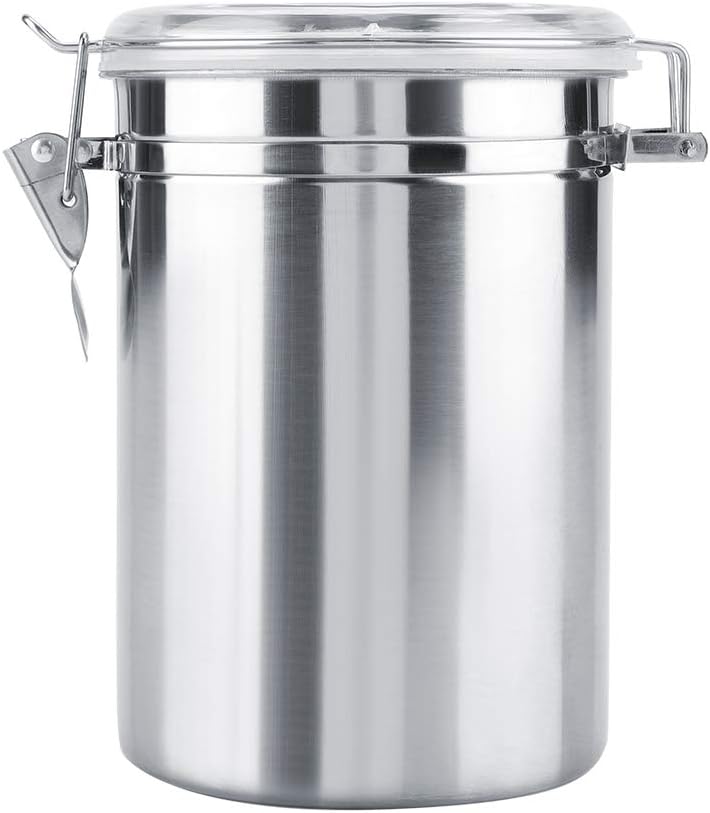 ASHATA Coffee Canister 64oz, Stainless Steel Kitchen Canisters with Airtight Clamp Lid, Sturdy Locking Clamp, Airtight Canister for Coffee Bean Tea Cereal Sugar Cookie Nut, 1900ml / 64oz