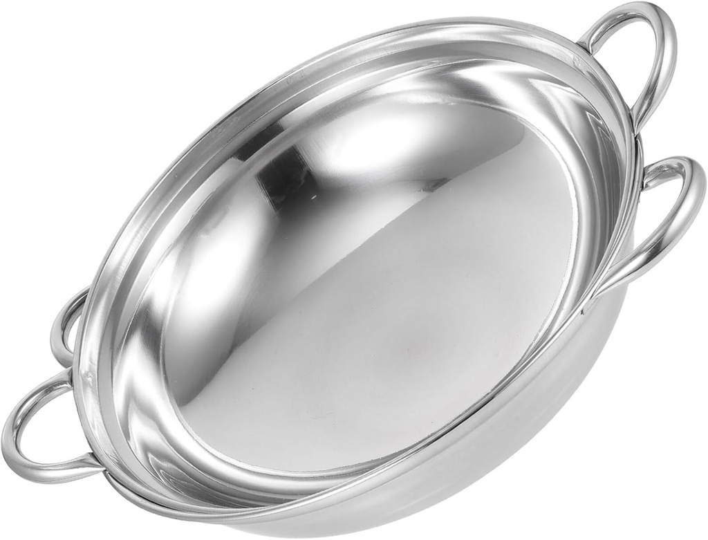 BESTonZON 2pcs Stainless Steel Spill Cooking Pot Small Hot Pot Handle Energy Efficient Kitchen Pan for Individual Meals for Home Cooking and Housewarming