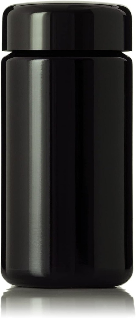 Black Ultraviolet Glass Jar with Lid | 100 ml 3 oz Airtight Smell Proof Container | Wide Neck Herb Storage, Ideal for Tea, Spices, Dried Goods, Slender Glass Jar for Kitchen