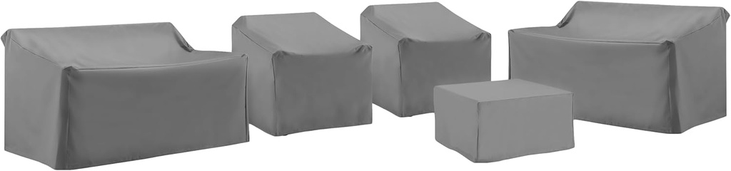 Crosley Furniture Patio Furniture Covers, Waterproof 5-Piece Cover Set for Outdoor Sectional Sofa Sets, Gray