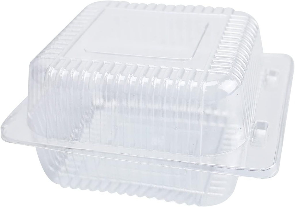 Clear Square Plastic Hinged Food Containers, 50PC Cake Slice Containers, Disposable Clamshell Takeout Tray, 5.3x4.7x2.8 Inch