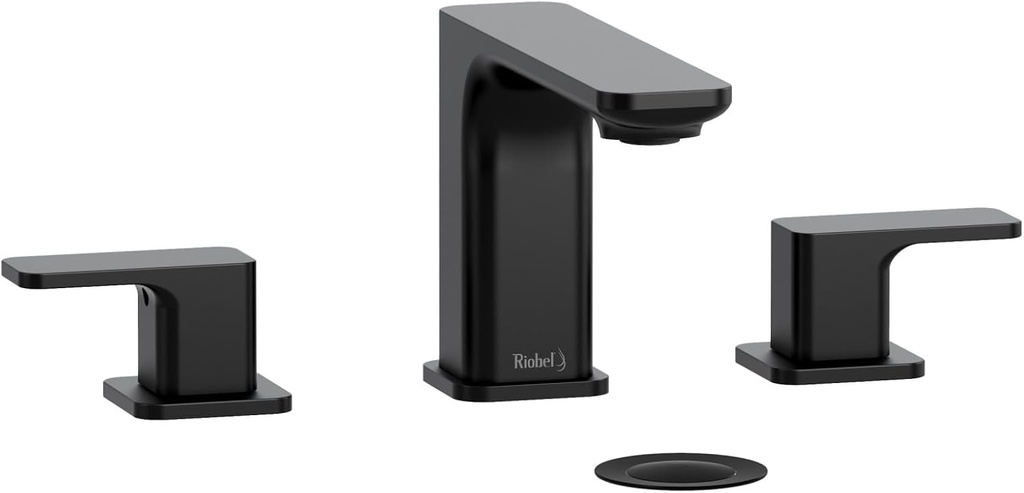 Riobel EQ10BK-EX - 3-piece deck-mount tub filler with hand shower, Black