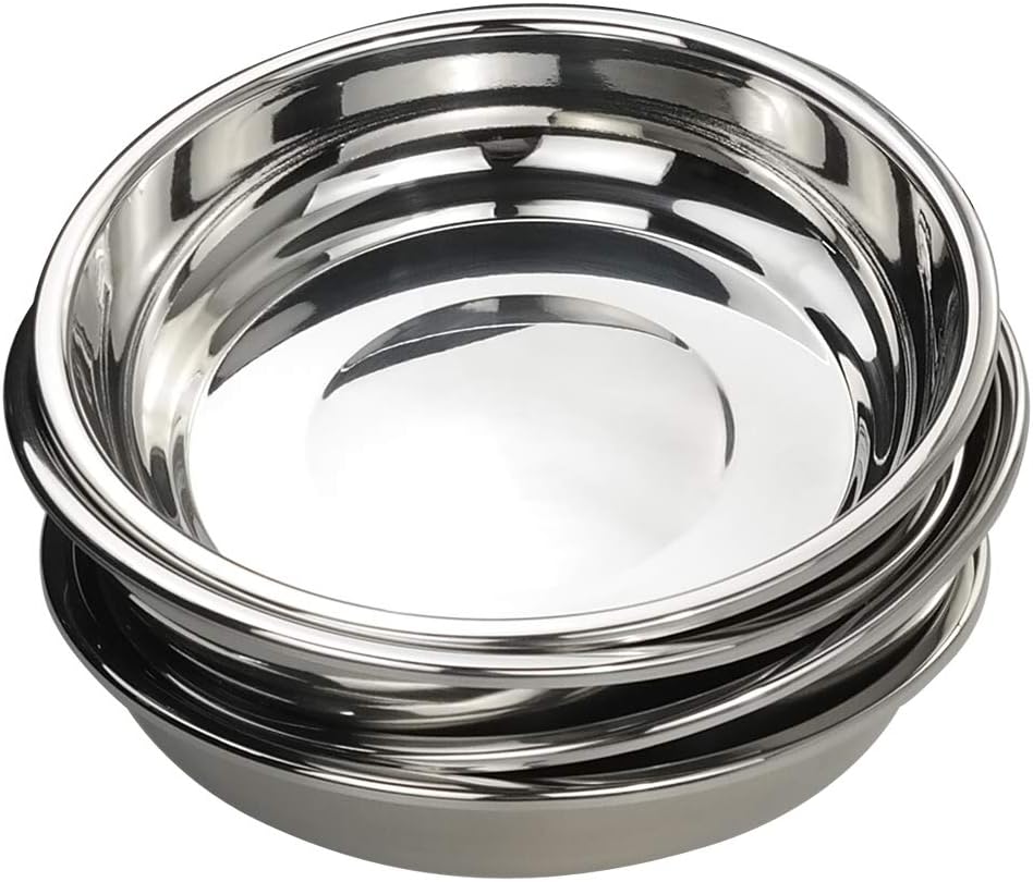 18/10 Stainless Steel Dinner Plates Dishes Set, Round Camping Plates, 8.65-Inch/Set of 4