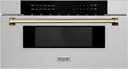 ZLINE Autograph Edition 30 in. 1.2 cu. ft. Built-In Microwave Drawer in Satin Stainless Steel with Polished Gold Accents (MWDZ-30-SS-G)