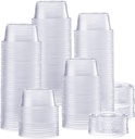 GUSTO [2 oz. - 200 Count Clear Disposable Plastic Portion Cups with Lids - Soufflé Cups, Jello Shot Cups With Lids, Clear Plastic Containers Perfect for salad Dressing and More
