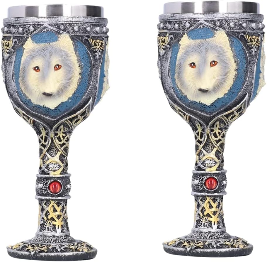 2PCS Stainless Steel Wolf Goblet, Resin 3D Wine Chalice Goblet Cup Retro Claw Glass Gothic Cocktail Glasses Wolf Whiskey Cup Halloween Glasses for Home Party Bar Drinkware Decoration