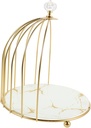 Kichvoe Gold Birdcage Cake Stand with White Pattern Tiered Dessert Display for Weddings and Parties Easy Assembly and Portable Makeup Organizer Shelf for Cupcakes Fruits Donuts and