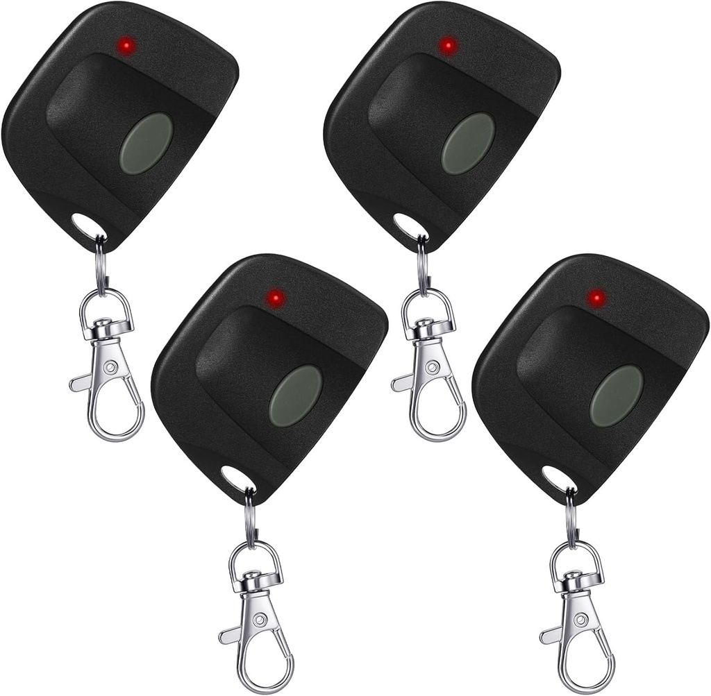 Kingdder 4 Pcs Garage Door Remote Compatible with Linear Multicode 300mhz 10 Dip Switch 3089 3060 3070 Gate Opener Remote Multicode Gate Opener with Keychain (Black)