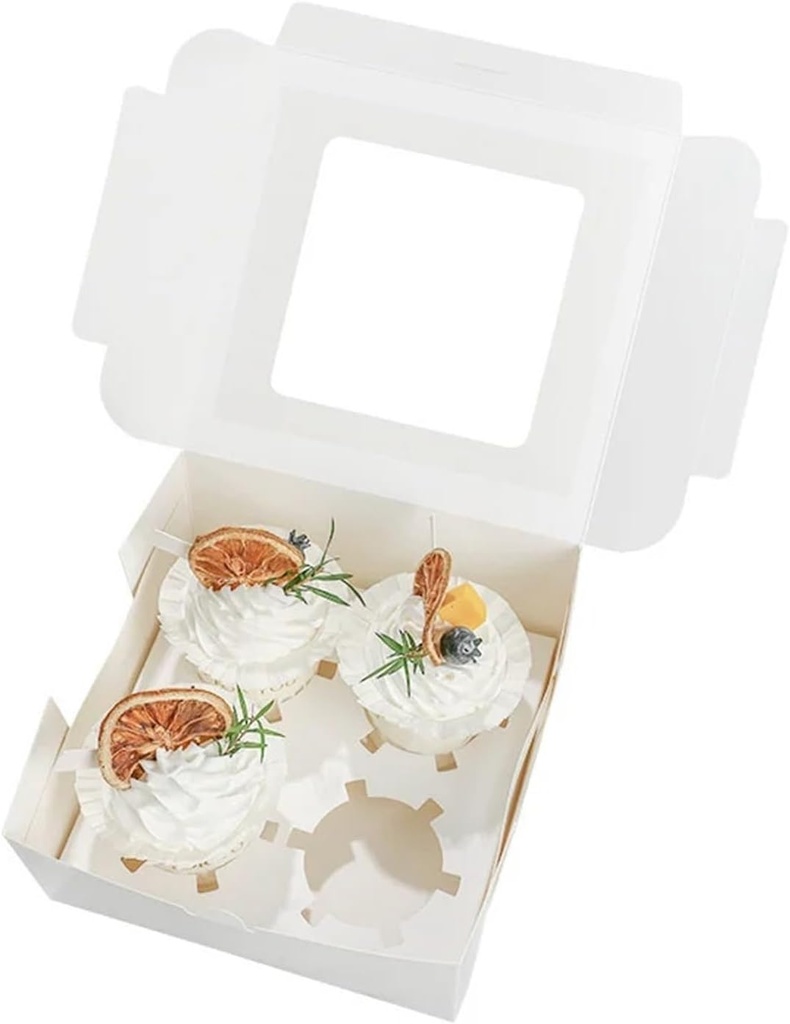 Cake Box 10Pcs Cupcake Boxes 2/4 Holes Cake Box With Clear Window Holder For Holidays Weddings Birthdays Party Supplies(2 Holes 10pcs)