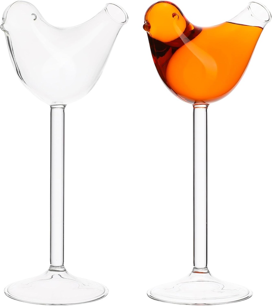 DOITOOL Cocktail Glass Bird Shape Cocktail Glass Clear Wine Glasses Set of 2 Wine Goblet Transparent Cup Goblet Cups for KTV Home Bar Club