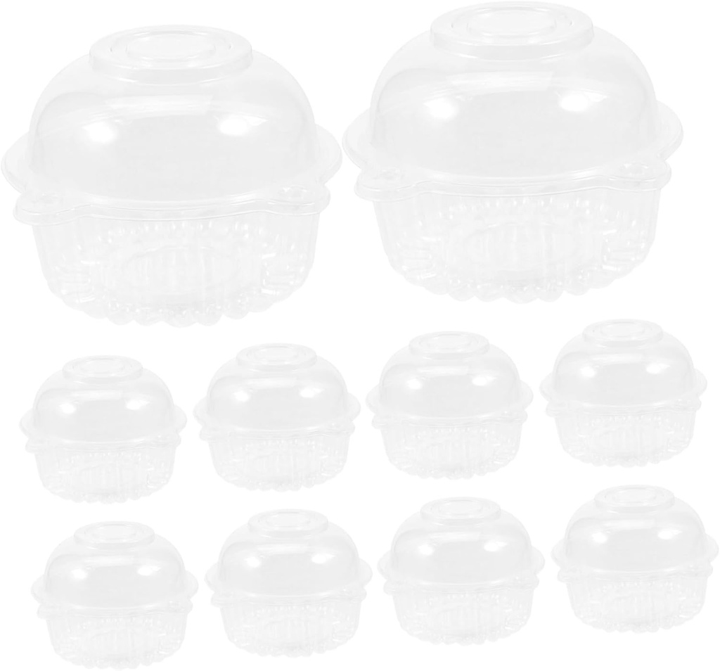 100Pcs Clear Individual Cake Boxes Transparent Dessert Holders for Muffins Cupcakes Puddings and Desserts for Bakery Events and