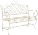 SAFAVIEH PAT5017A Collection Adina Antique White Wrought Iron 51.25" Outdoor Garden Bench