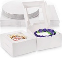 10Cake Boxes With Window and Adjustable Insert Cupcake Carrier Large Bakery Boxes, White Baking Boxes for Cupcakes, Cookies, Muffins, Pastries and Donuts (10" x10”x5)