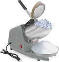 Ice Shaver Machine Stainless Steel Dual Blades Electric Ice Crusher Double Cover 110V 300W Snow Cone Machine 143lbs/hr 1400r/min for Home and Commercial Grey