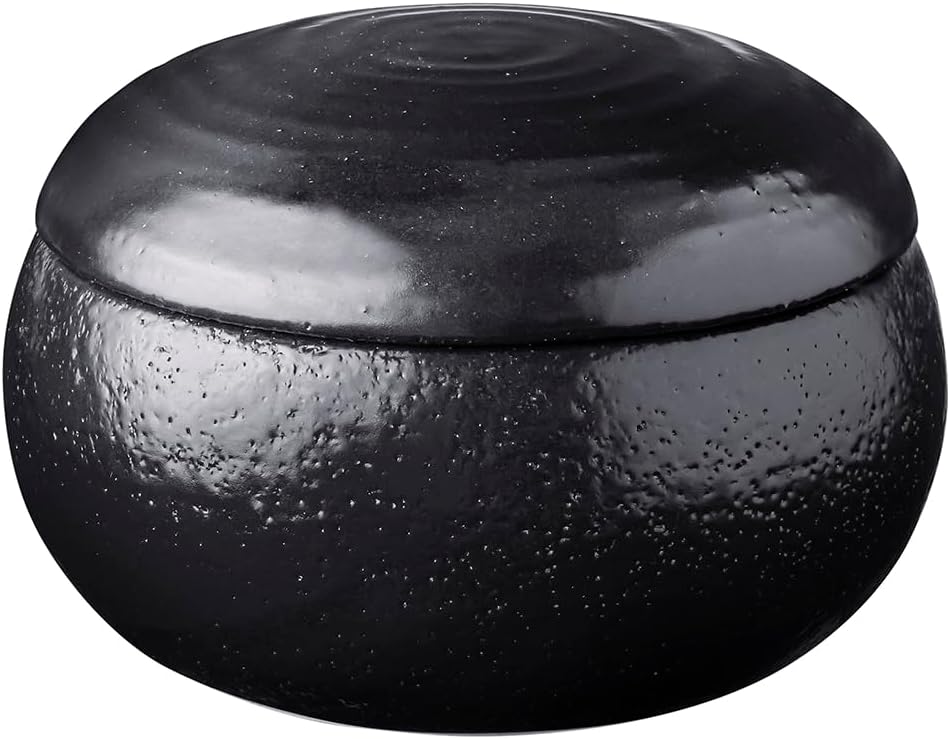 &NE NMT-306L-BK Banko Pottery, Large Black, Black, Made in Japan, Microwave Safe, Pottery, Rice, Storage Container, Oven Safe, Refrigerator, Microwave Container, Rice, Plush, 3 Pairs, 1.5 Cups, Rice,