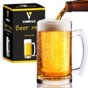 Glass Beer Mug Freezer Safe, 26 oz Mug Beer Stein with Handle, Large