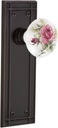 Nostalgic Warehouse Mission Plate Privacy White Rose Porcelain Door Knob in Timeless Bronze