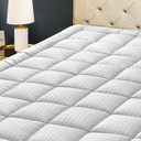 HYLEORY Queen Mattress Pad Quilted Fitted Mattress Protector Cooling Pillow Top Mattress Cover Breathable Fluffy Soft Mattress Topper with 8-21" Deep Pocket