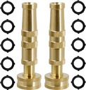 Triumpeek Solid Brass Hose Nozzle, 2 Pack 4" Heavy Duty Brass Garden Hose Nozzle with 10 Rubber Washers