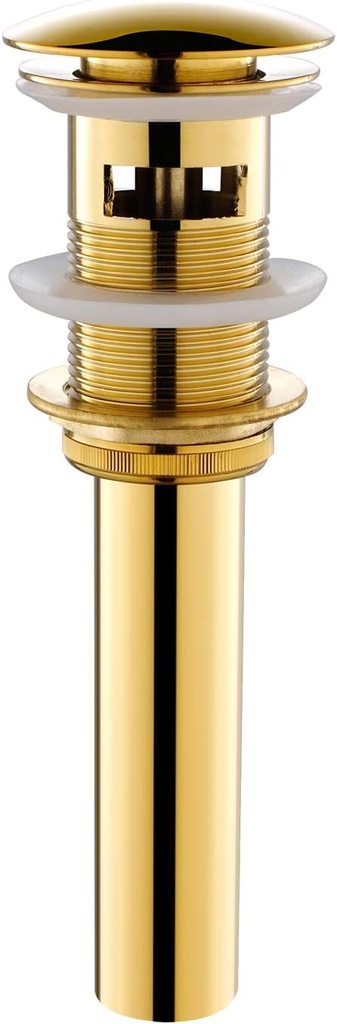 Pop Up Sink Drain with Overflow Bouncing Style Stopper Brass Gold Finish