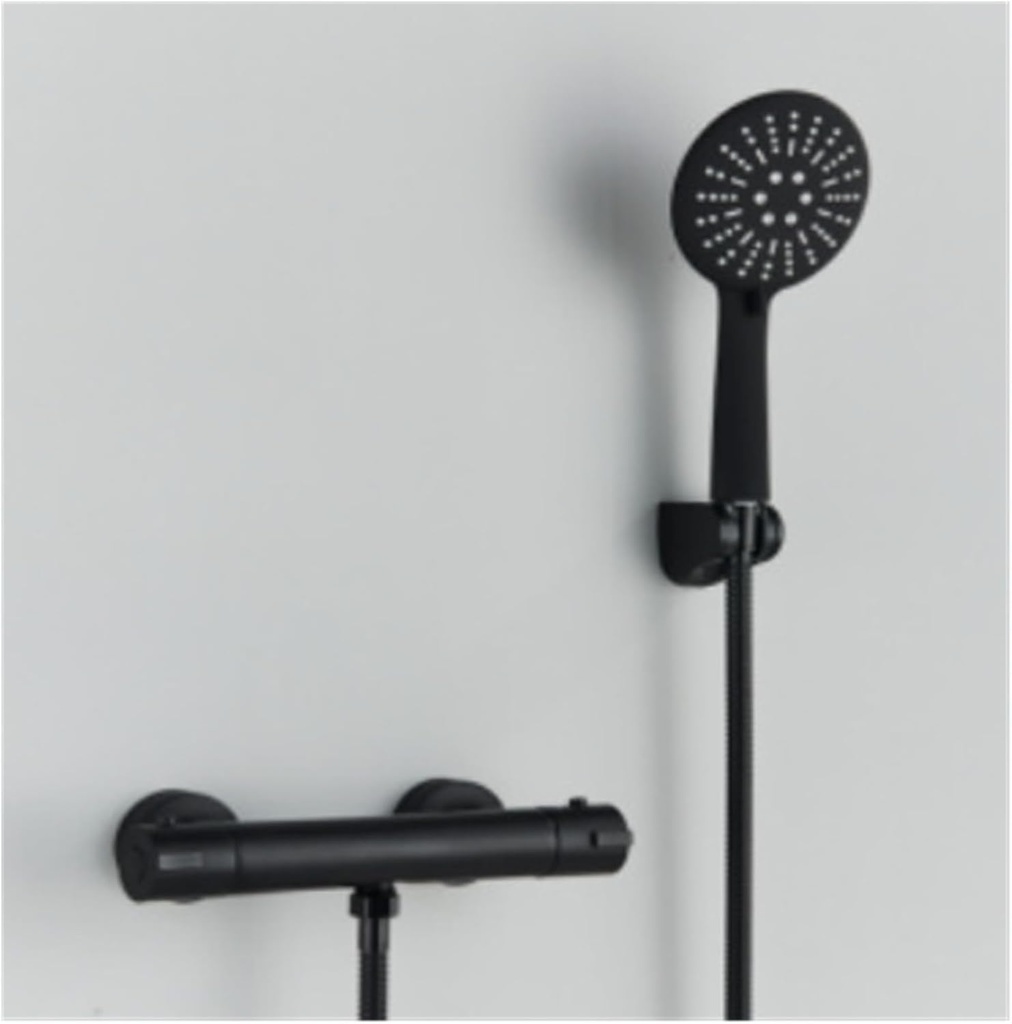 Thermostatic Shower Faucet Mixing Valve Thermostatic Faucet Shower Bathroom Combination Water Mixer Bathtub Faucet with Handle(Matte Black D)