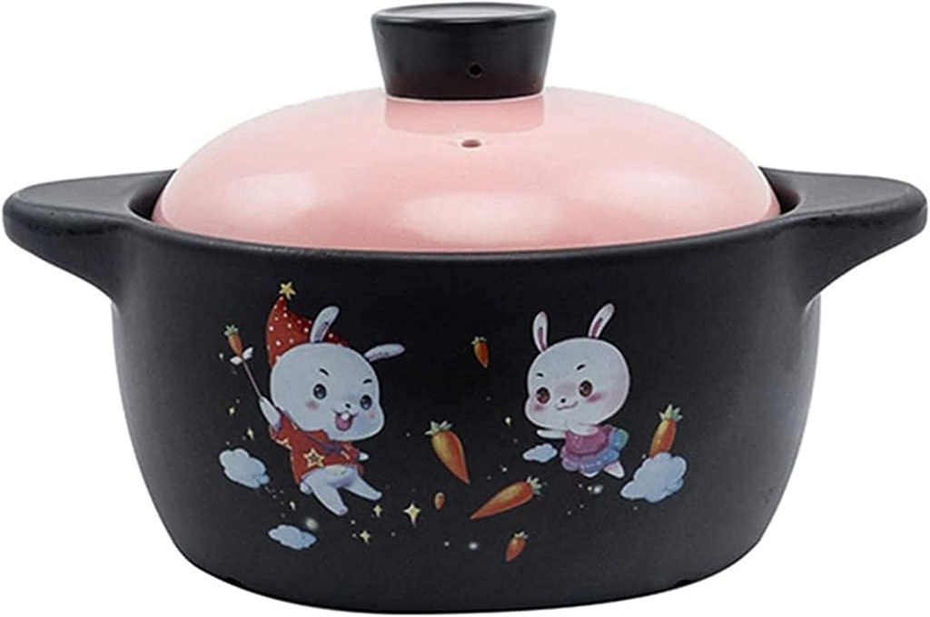 Casserole Clay Pot, Ceramic Cooking Pot, Heatresistant Ceramic Large Casserole,Crock Pot Soup Porridge Pot,Casserole For Gas Stove Cartoon Enamel Casserole(4.7L)