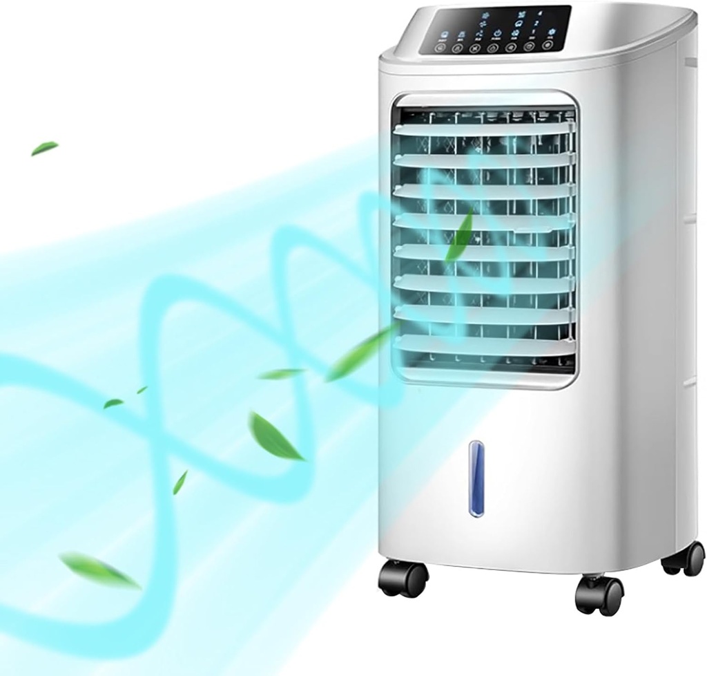 Evaporative Air Cooler, Swamp Cooler with 3 Speeds, Household Cooler with Universal Wheel, 7 Hours Timer, Energy Saved Cooling Fan for Indoor, Outdoor, Garage, Commercial Use