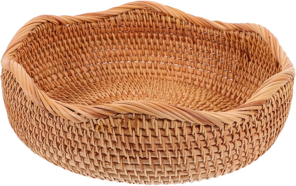 IMIKEYA Woven Rattan Bread Basket Small Round Basket for Kitchen Counter Bread Baking Proofing