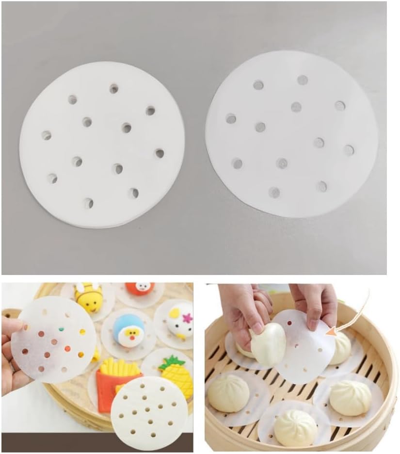 500 Sheets 4"Bao Bun Steamer Liners Steamer Paper,Dumpling Steamer Liners,Bamboo Steamer Liner,Steamer Paper used for Making Buns, Dumplings and Meat Patties (4")