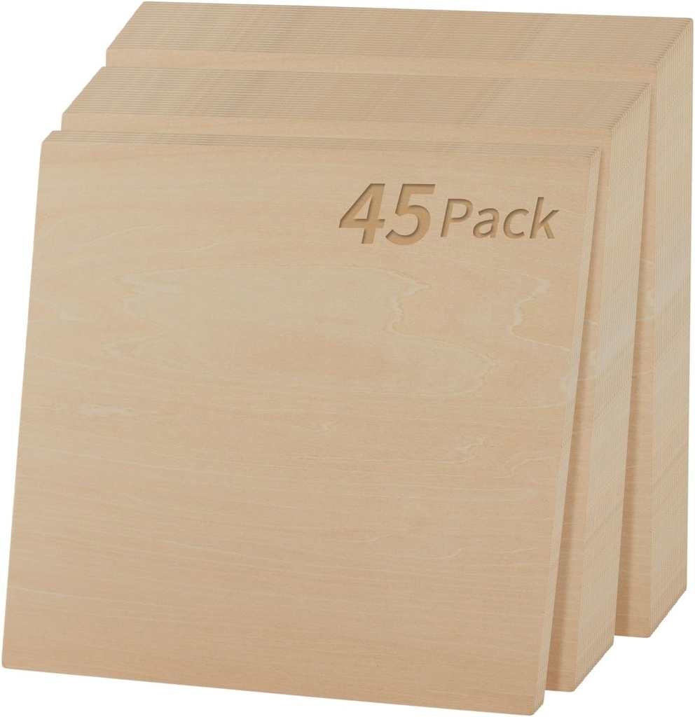 12 x 12 x 1/8 Inch A/AA Garde Baltic Birch Plywood 3mm Plywood Sheets 45Pcs Basswood Sheets with Smooth Surface Perfects for Laser Cutting, Engraving, Crafting, DIY Projects