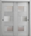 VDOMDOORS Sete 6933 Bypass Interior Doors with Frosted Glass, MDF, 64x80, Oak, Modern Style Hardware Included