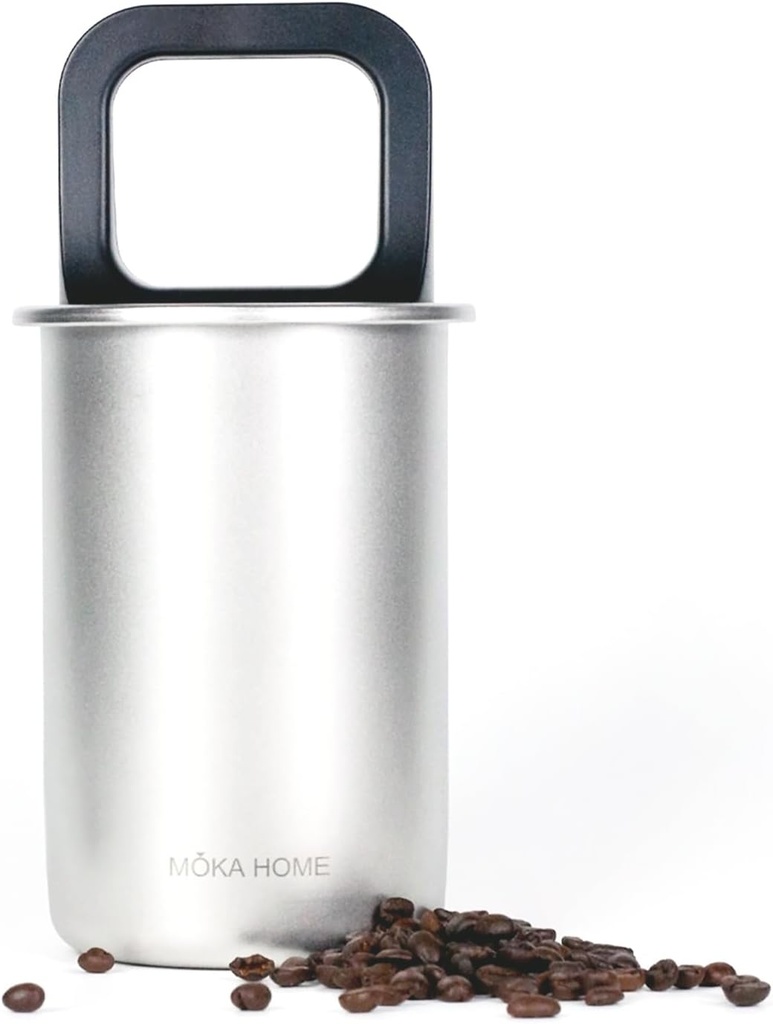 Stainless Steel Vacuum Coffee Canister | Food Storage Container | Airtight Coffee Canister | Push Out Excess Air Preserve Food Freshness | 0.96 L Coffee Containers Holds 11 oz of Coffee Beans