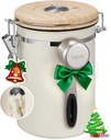 Veken Coffee Sugar Canister with Window, Christmas Coffee Lovers Gift Basket Set, Airtight Stainless Steel Kitchen Food Storage Container Gifts for Grounds, Beans,Tea,Flour, Cereal, Scoop, 22OZ,Cream