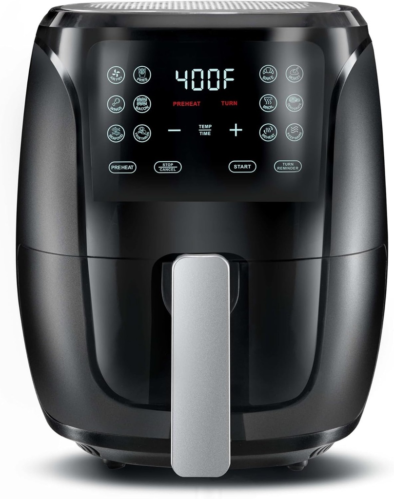 Compact Air Fryer, Small, 4-Quart Capacity, Energy Efficient, Easy to Clean, Great for Small Homes, Black