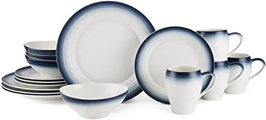 Mikasa Swirl 16-Piece Dinnerware Set, Service For 4, Blue