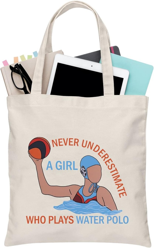 BDPWSS Water Polo Gifts Water Polo Player Coach Gift Never Underestimate A Who Plays Water Polo Canvas Tote Bag