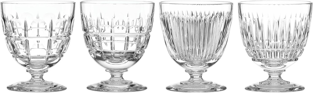 Reed & Barton New Vintage Mixed Cuts 4Pc Cocktail Glass Set, 3.80 LB, Clear