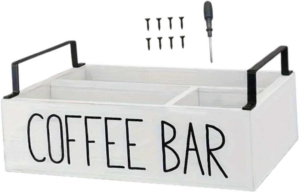 Coffee Station Organizer Coffee Pod Organizer Wooden Practical Coffee Bar Accessories Countertop Organizer for Restaurant, white