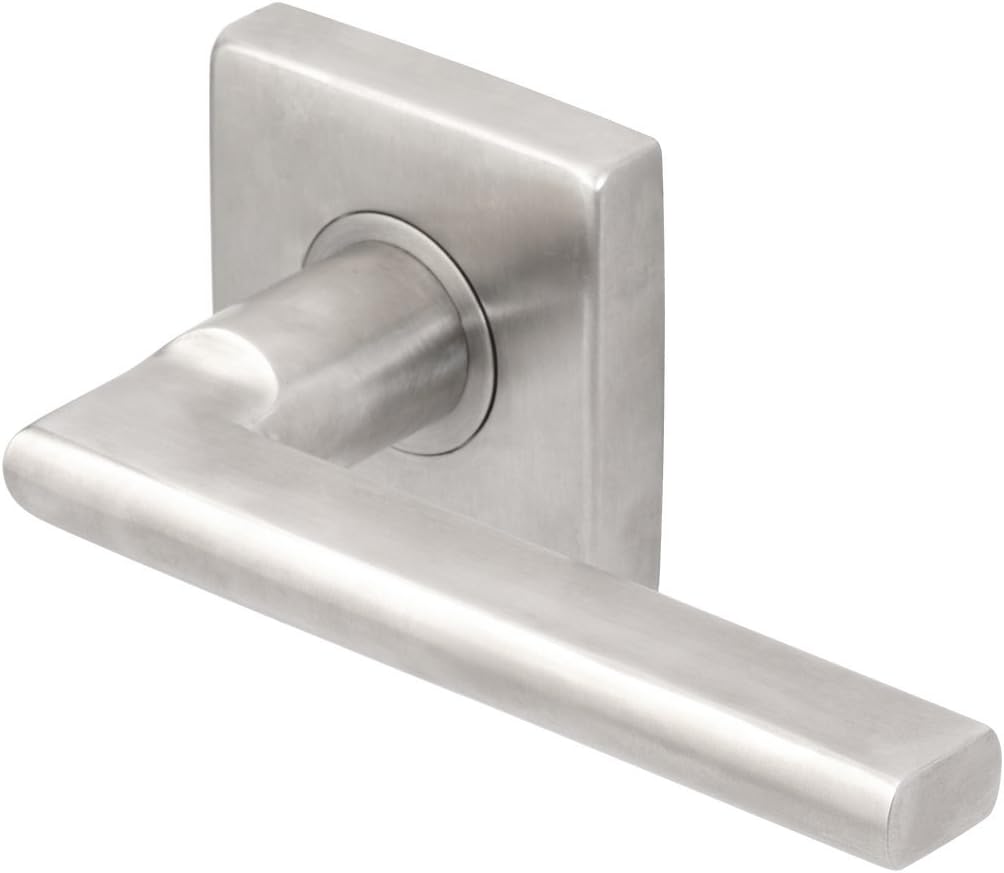 INOX SE243L462-32D SE Rosette Tubular Latch-4 Privacy Set with Sunrise Lever and 2-3/8-Inch Backset, Satin Stainless Steel