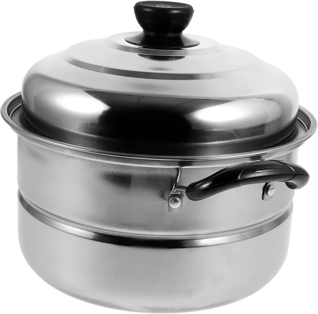 PRETYZOOM Thickened Steamer Soup Pot Double Boiler Pan Enamel Double Handle Stew Pot for Food Steaming