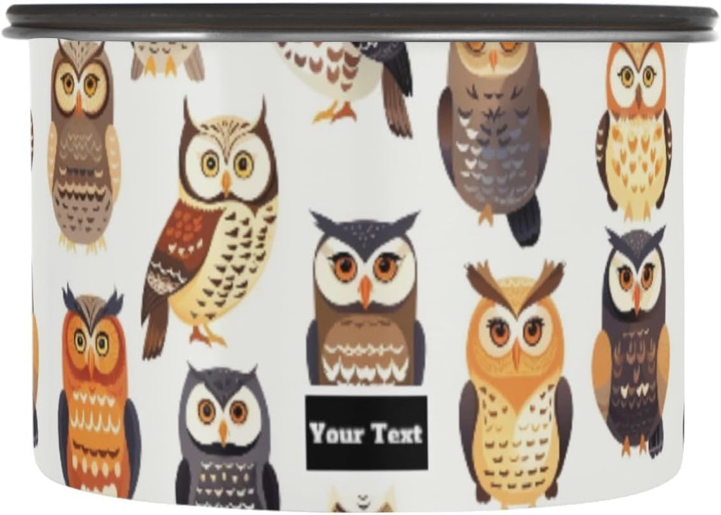 ALAZA Cartoon Owl Prints Airtight Coffee Bean Canister Customed 17oz Food Storage Containers with Lids For Gournd, Tea, Sugar, Flour, Rice, Cereal, Candy Cookie Jar