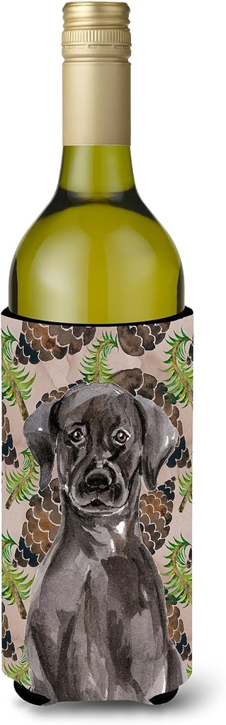 Caroline's Treasures BB9573LITERK Black Labrador Pine Cones Wine Bottle Hugger Bottle Cooler Sleeve Hugger Machine Washable Collapsible Insulator Beverage Insulated Holder