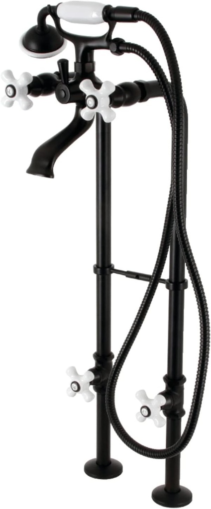 Kingston Brass CCK266PXK0 Kingston Freestanding Clawfoot Tub Faucet Package with Supply Line, Matte Black