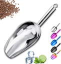 Metal Ice Scoop，Kitchen Ice Scooper for Ice Maker,Stainless Steel Small Ice Scooper for Freezer，Kitchen Gadgets Cookie Flour Pet Dog Food Scoop (Silver, 3 OZ)