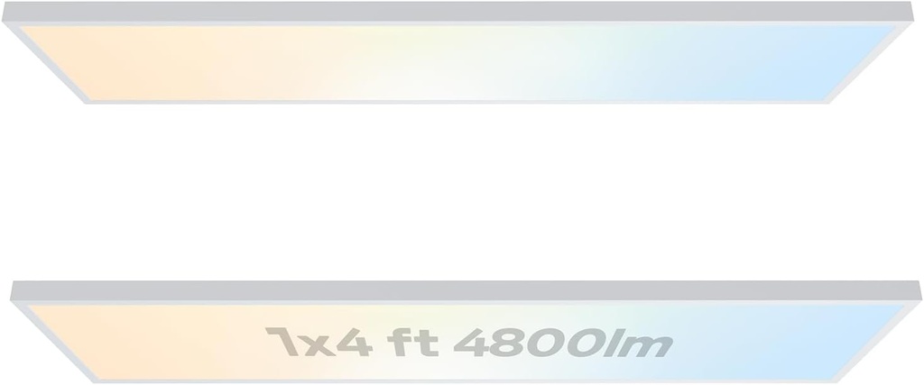 LVWIT 1x4FT LED Flat Panel Light Surface Mount Ceiling Light, 3000K/ 3500K/ 4100K/ 5000K/ 6500K 5CCT Selectable, 4800 Lumens Dimmable Drop Ceiling Light Fixture, 24W/ 30W/ 40W 3 Wattage-2 Pack