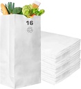 Paper Lunch Bags 16 Lb White Paper Bags 16LB Capacity - Kraft White Paper Bags, Bakery Bags, Candy Bags, Lunch Bags, Grocery Bags, Craft Bags - #16 Large Lunch Paper Bags / Kraft Paper Sacks by EcoQuality (100, #16 - 16LB)