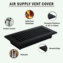 Sleek 4"x10" Duct (5-1/2"x11-3/4" Overall Size) Solid Cast Aluminum HVAC Air Supply Grill for Floor-White Without Screw Holes with Detachable Steel Louver | Powder Coated