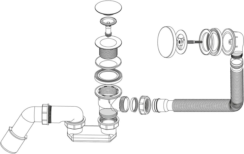 Black Colour Finished Bathtub Drain Waste Bath Long Flexible Siphon Bathroom