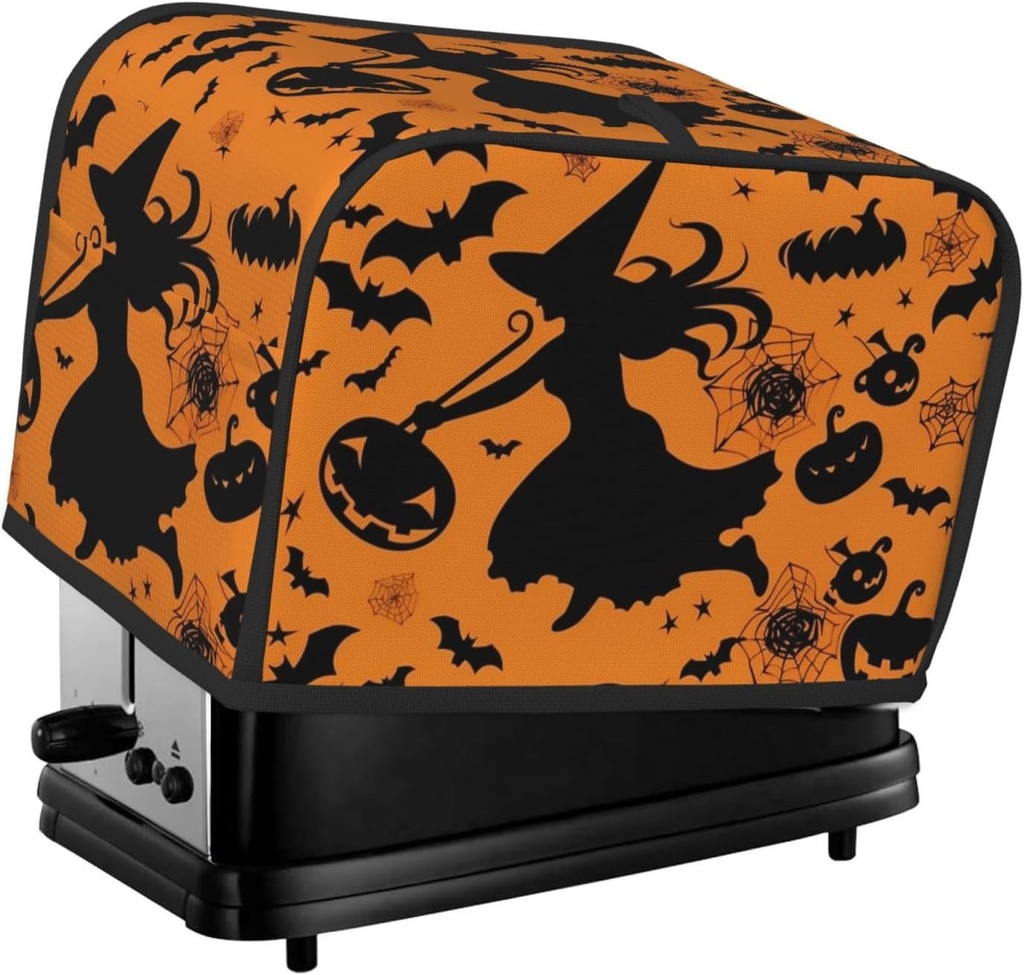 2 Slice Toaster Cover with Pocket Universal Size Toasters Dusts Covers Halloween Witch Flying Bread Machine Cover & Protection Bread Machine Protector Small Kitchen Appliance Covers
