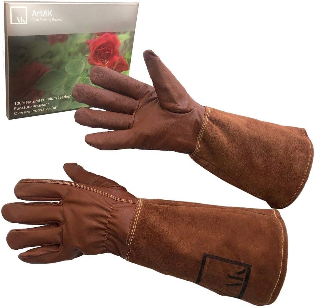 ArtAK Rose Pruning Gloves Garden Gloves Long Gardening Gloves for Women Leather Gauntlet Gloves Cut Proof Gloves Rose Gloves Thorn Proof Gloves for Rose Gardening Gloves Brown